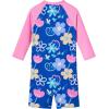imageUMELOK Baby Girls One Piece Swimsuit Full Zip UPF 50 Sun Protection Swimwear Rash Guard Swim SuitPink Blue Flower