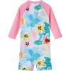 imageUMELOK Baby Girls One Piece Swimsuit Full Zip UPF 50 Sun Protection Swimwear Rash Guard Swim SuitPink yellow Flowers