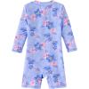 imageUMELOK Baby Girls One Piece Swimsuit Full Zip UPF 50 Sun Protection Swimwear Rash Guard Swim SuitPurplegeranium