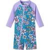 imageUMELOK Baby Girls One Piece Swimsuit Full Zip UPF 50 Sun Protection Swimwear Rash Guard Swim SuitPurple  Fashion Flower