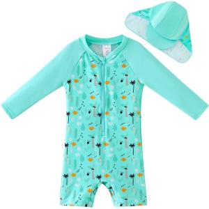 imageUMELOK Baby Girl Swimsuit Infant UPF 50 Bathing Suit Size MonthsBlue   Coconut Tree