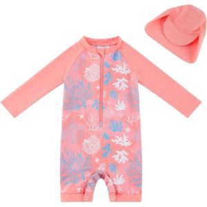 imageUMELOK Baby Girl Swimsuit Infant UPF 50 Bathing Suit Size MonthsPink  Coral