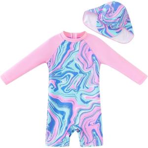 imageUMELOK Baby Girl Swimsuit Infant UPF 50 Bathing Suit Size MonthsPink  Swirl