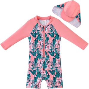 imageUMELOK Baby Girl Swimsuit Infant UPF 50 Bathing Suit Size MonthsPink  Tropical Jungle