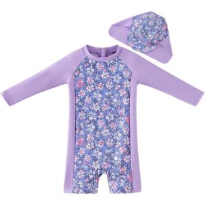 imageUMELOK Baby Girl Swimsuit Infant UPF 50 Bathing Suit Size MonthsPurple  Pink White Floral