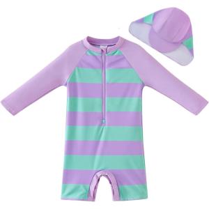 imageUMELOK Baby Girl Swimsuit Infant UPF 50 Bathing Suit Size MonthsPurple  Striped