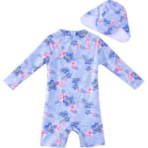 imageUMELOK Baby Girl Swimsuit Infant UPF 50 Bathing Suit Size MonthsPurpleRed  Floral