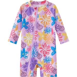 imageUMELOK Baby Girls One Piece Swimsuit Full Zip UPF 50 Sun Protection Swimwear Rash Guard Swim SuitMulticolored Daisies
