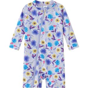 imageUMELOK Baby Girls One Piece Swimsuit Full Zip UPF 50 Sun Protection Swimwear Rash Guard Swim SuitYellow Flowerslight Purple