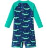 imageUMELOK Baby Boys Swimsuit Full Zip UPF 50 Sun Protection SwimwearGreen Crocodile