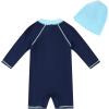 imageUMELOK Baby Boys UPF 50 Sun Protection One Piece Rashguard Swimsuit with Snap BottomBlue  Color Blocking