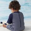imageUMELOK Baby Boys UPF 50 Sun Protection One Piece Rashguard Swimsuit with Snap BottomBlue  Striped