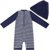 imageUMELOK Baby Boys UPF 50 Sun Protection One Piece Rashguard Swimsuit with Snap BottomBlue  Striped