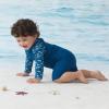imageUMELOK Baby Boys UPF 50 Sun Protection One Piece Rashguard Swimsuit with Snap BottomBlue Body  Shark
