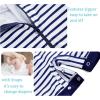 imageUMELOK Baby Boys UPF 50 Sun Protection One Piece Rashguard Swimsuit with Snap BottomBlue Stripes