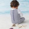 imageUMELOK Baby Boys UPF 50 Sun Protection One Piece Rashguard Swimsuit with Snap BottomBlue Stripes