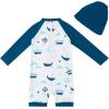 imageUMELOK Baby Boys UPF 50 Sun Protection One Piece Rashguard Swimsuit with Snap BottomBlue sailboat
