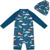 imageUMELOK Baby Boys UPF 50 Sun Protection One Piece Rashguard Swimsuit with Snap BottomDark Blue  Shark