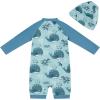 imageUMELOK Baby Boys UPF 50 Sun Protection One Piece Rashguard Swimsuit with Snap BottomDusty Blue  Whale