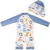 imageUMELOK Baby Boys UPF 50 Sun Protection One Piece Rashguard Swimsuit with Snap BottomGrey  Dinosaur