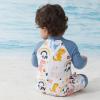 imageUMELOK Baby Boys UPF 50 Sun Protection One Piece Rashguard Swimsuit with Snap BottomGrey  Dinosaur