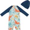 imageUMELOK Baby Boys UPF 50 Sun Protection One Piece Rashguard Swimsuit with Snap BottomOrange  Blue  Dinosaur