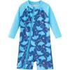 imageUMELOK Baby Boys Swimsuit Full Zip UPF 50 Sun Protection SwimwearBlue Fish