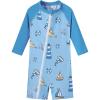 imageUMELOK Baby Boys Swimsuit Full Zip UPF 50 Sun Protection SwimwearBlue Lighthouse Boat