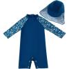 imageUMELOK Baby Boys UPF 50 Sun Protection One Piece Rashguard Swimsuit with Snap BottomBlue Body  Shark