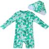 imageUMELOK Baby Boys UPF 50 Sun Protection One Piece Rashguard Swimsuit with Snap BottomGreen  Coconut Tree