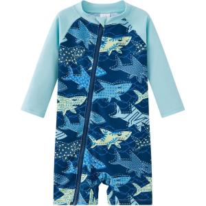 imageUMELOK Baby Boys Swimsuit Full Zip UPF 50 Sun Protection SwimwearSharknavy Blue