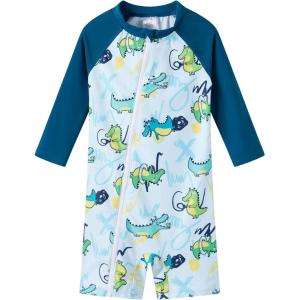 imageUMELOK Baby Boys Swimsuit Full Zip UPF 50 Sun Protection SwimwearSports Green Crocodile