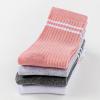 imageUMELOK Kids Athletic Socks Cotton Crew Socks for Boys and Girls with Stripes and Flower 4 PairsPink Flower Stripes