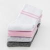 imageUMELOK Kids Athletic Socks Cotton Crew Socks for Boys and Girls with Stripes and Flower 4 PairsPink Grey Stripes
