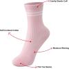 imageUMELOK Kids Athletic Socks Cotton Crew Socks for Boys and Girls with Stripes and Flower 4 PairsPink Grey Stripes