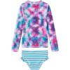 imageUMELOK Toddler and Little Girls Rash Guard Sets with Bikini Bottoms SwimwearBlue  Tie Dye