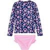 imageUMELOK Toddler and Little Girls Rash Guard Sets with Bikini Bottoms SwimwearNavyPink  Carnation