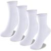 imageUMELOK Kids Athletic Socks Cotton Crew Socks for Boys and Girls with Stripes and Flower 4 PairsWhite