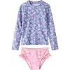 imageUMELOK Toddler and Little Girls Rash Guard Sets with Bikini Bottoms SwimwearLight PurplePink  FloralStripe