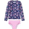 imageUMELOK Toddler and Little Girls Rash Guard Sets with Bikini Bottoms SwimwearNavyPink  Carnation