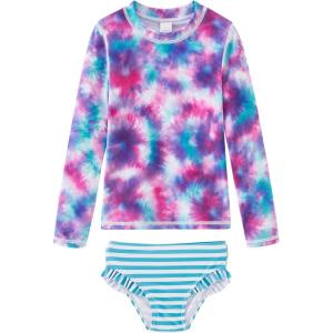 imageUMELOK Toddler and Little Girls Rash Guard Sets with Bikini Bottoms SwimwearBlue  Tie Dye