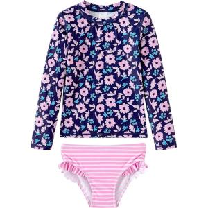 imageUMELOK Toddler and Little Girls Rash Guard Sets with Bikini Bottoms SwimwearNavyPink  Carnation