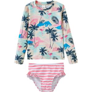 imageUMELOK Toddler and Little Girls Rash Guard Sets with Bikini Bottoms SwimwearPink  Coconut Island