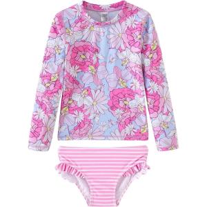 imageUMELOK Toddler and Little Girls Rash Guard Sets with Bikini Bottoms SwimwearPink  Dahlia