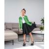 imageUMELOK Girls Cardigan School Uniform Sweater Crew Neck Long Sleeve Cotton SweatersLight Green