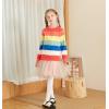 imageUMELOK Girls Cardigan School Uniform Sweater Crew Neck Long Sleeve Cotton SweatersRainbow