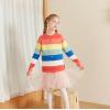 imageUMELOK Girls Cardigan School Uniform Sweater Crew Neck Long Sleeve Cotton SweatersRainbow