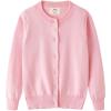 imageUMELOK Girls Cardigan School Uniform Sweater Crew Neck Long Sleeve Cotton SweatersLight Pink