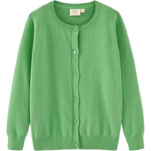 imageUMELOK Girls Cardigan School Uniform Sweater Crew Neck Long Sleeve Cotton SweatersLight Green