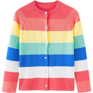 imageUMELOK Girls Cardigan School Uniform Sweater Crew Neck Long Sleeve Cotton SweatersRainbow